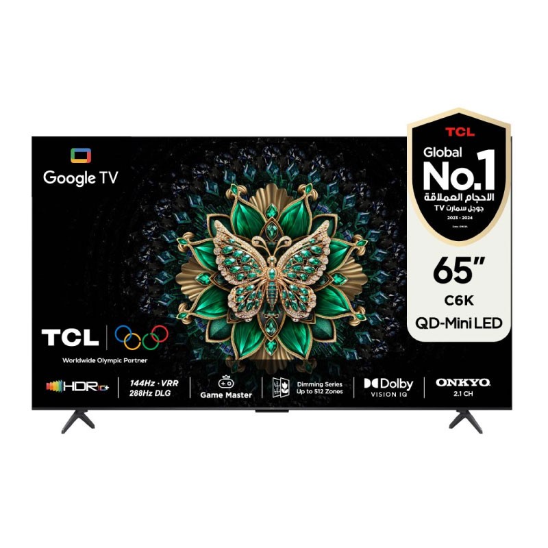 شاشة TCL 65C7K مقاس 65 إنش Premium QD-Mini LED Smart 4K Google TV بتردد 144Hz