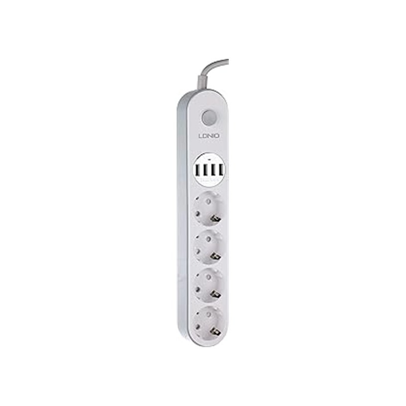 وصلة كهرباء LDNIO SE4432 مع 4 مقابس و4 منافذ USB بطول 2 متر 2500 واط