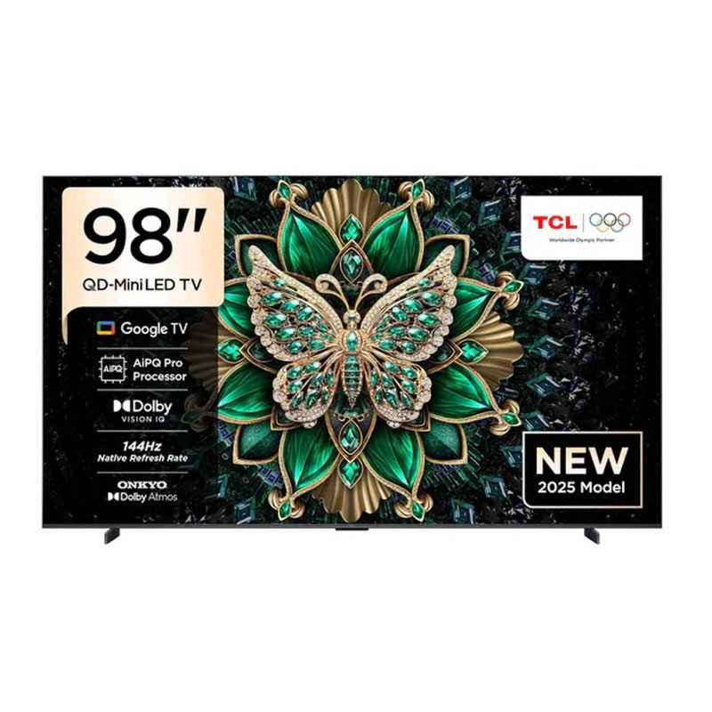 شاشة TCL 98C6K مقاس 98 إنش Premium QD-Mini LED Smart 4K Google TV بتردد 144Hz