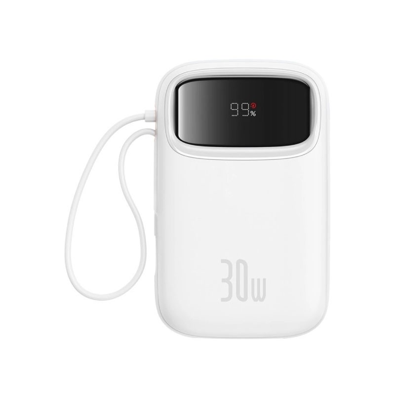 باور بانك بيسوس سعة 10000mAh قدرة 30 واط لون أبيض