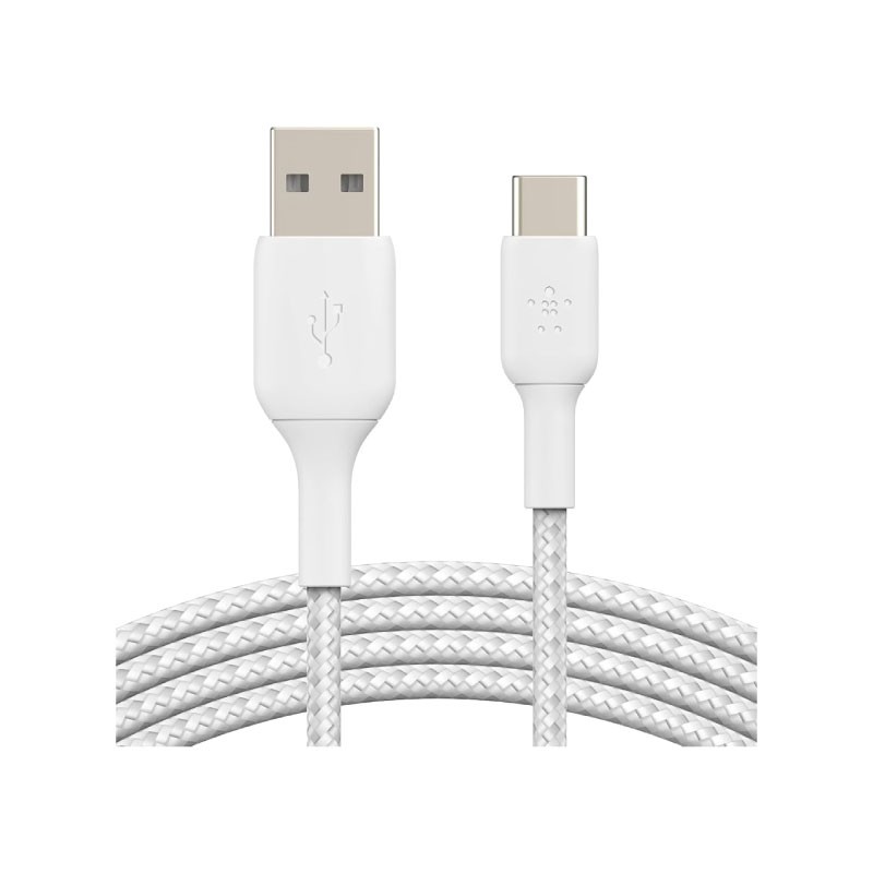 كابل بلكين BoostCharge CAB002BT1MWH USB-A إلى USB-C مضفر بطول 1 متر أبيض