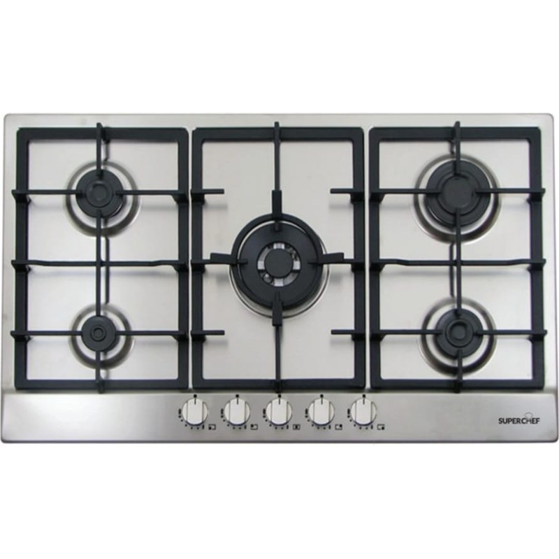 طباخ غاز بلت إن سوبر شيف SPBH10-CTSF-W95X مقاس 90 سم 5 شعلات ستانلس ستيل