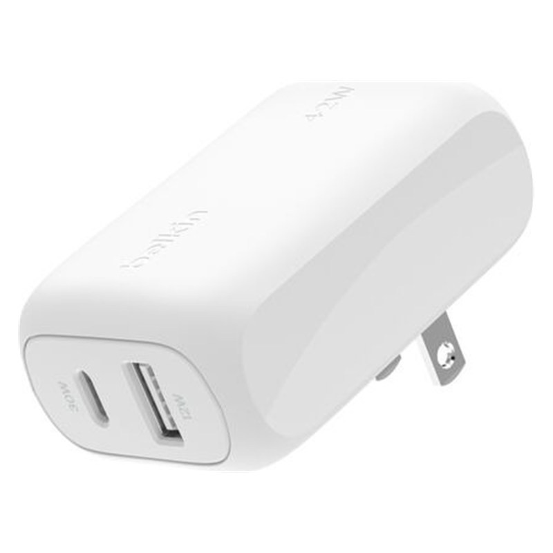 شاحن حائط بلكين BoostCharge WCB009VFWH ثنائي USB-C وUSB-A بقدرة 42 واط