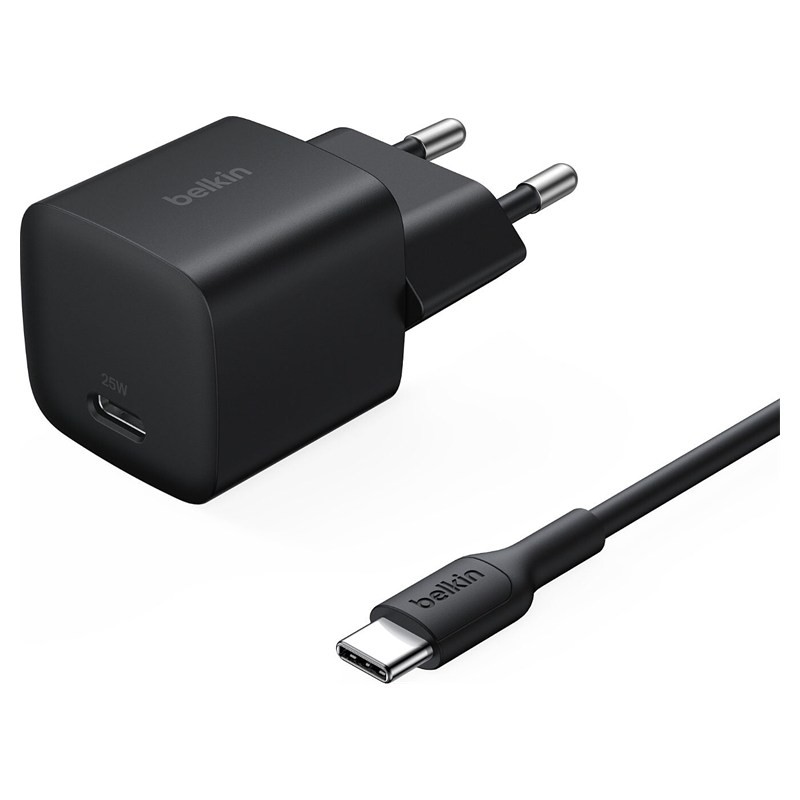 شاحن حائط بلكين BoostCharge WCA012KQ1MBK-B6 USB-C بقدرة 25 واط مع كابل 1 متر أسود