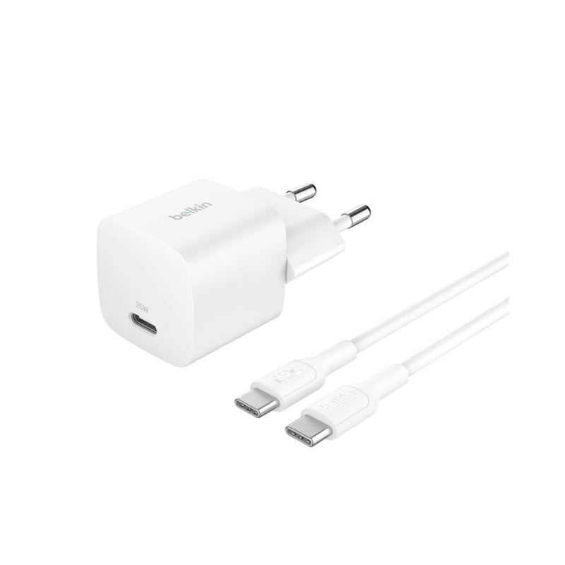 شاحن حائط بلكين BoostCharge WCA012KQ1MWH-B6 USB-C بقدرة 25 واط مع كابل 1 متر
