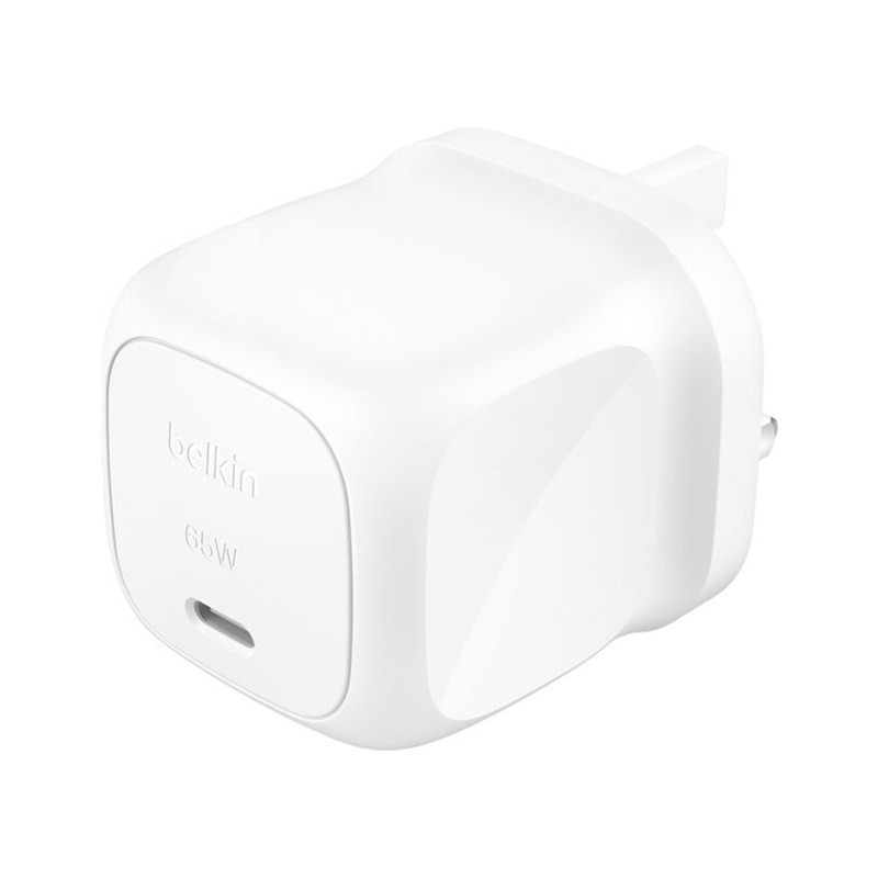 شاحن حائط بلكين BoostCharge WCA011KQWH USB-C GaN بقدرة 65 واط أبيض