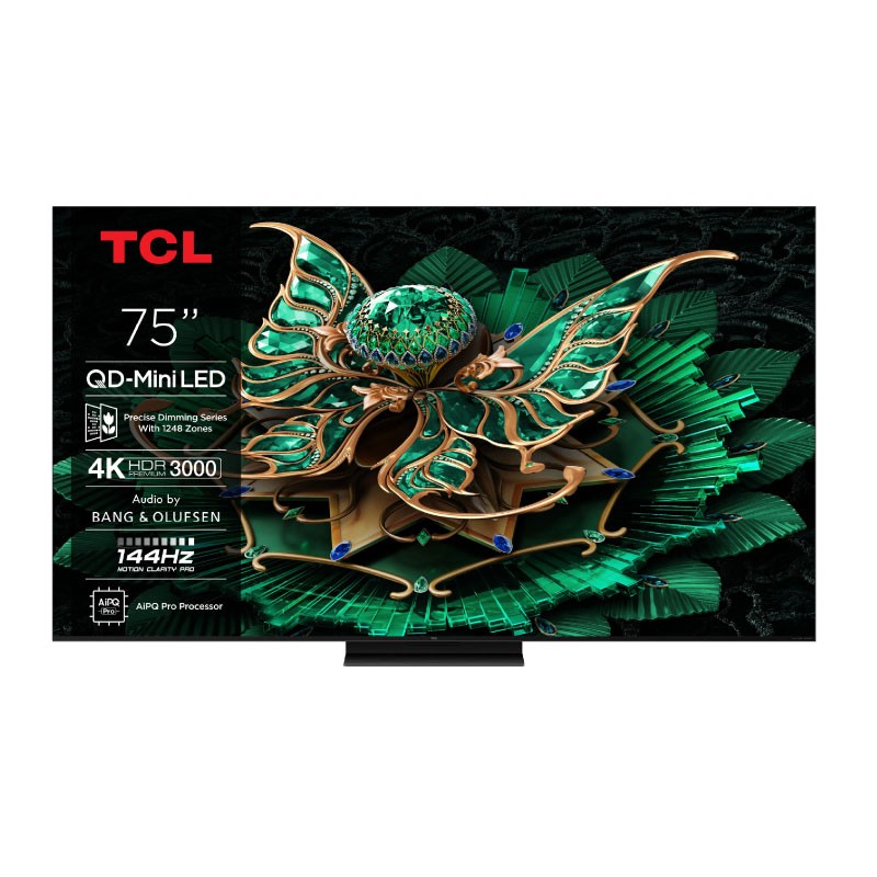 شاشة TCL 75C7K مقاس 75 إنش Premium QD-Mini LED Smart 4K Google TV بتردد 144Hz