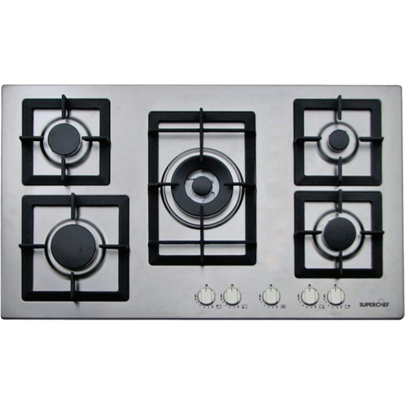 طباخ غاز بلت إن سوبر شيف SPBH10-CTSFB-J95X مقاس 90 سم 5 شعلات ستانلس ستيل