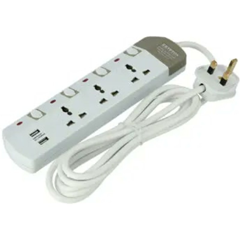 وصلة كهرباء كريبتون KNES5146 ثلاثية مع منفذي USB وكابل 3 متر