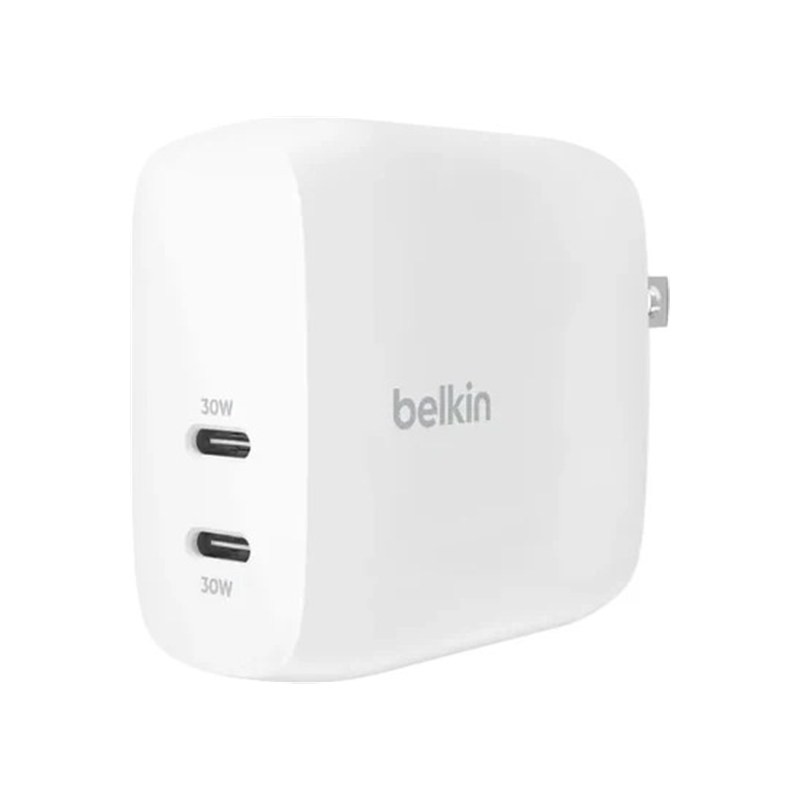 شاحن حائط بلكين BoostCharge Pro WCB010VFWH ثنائي USB-C بقدرة 60 واط أبيض